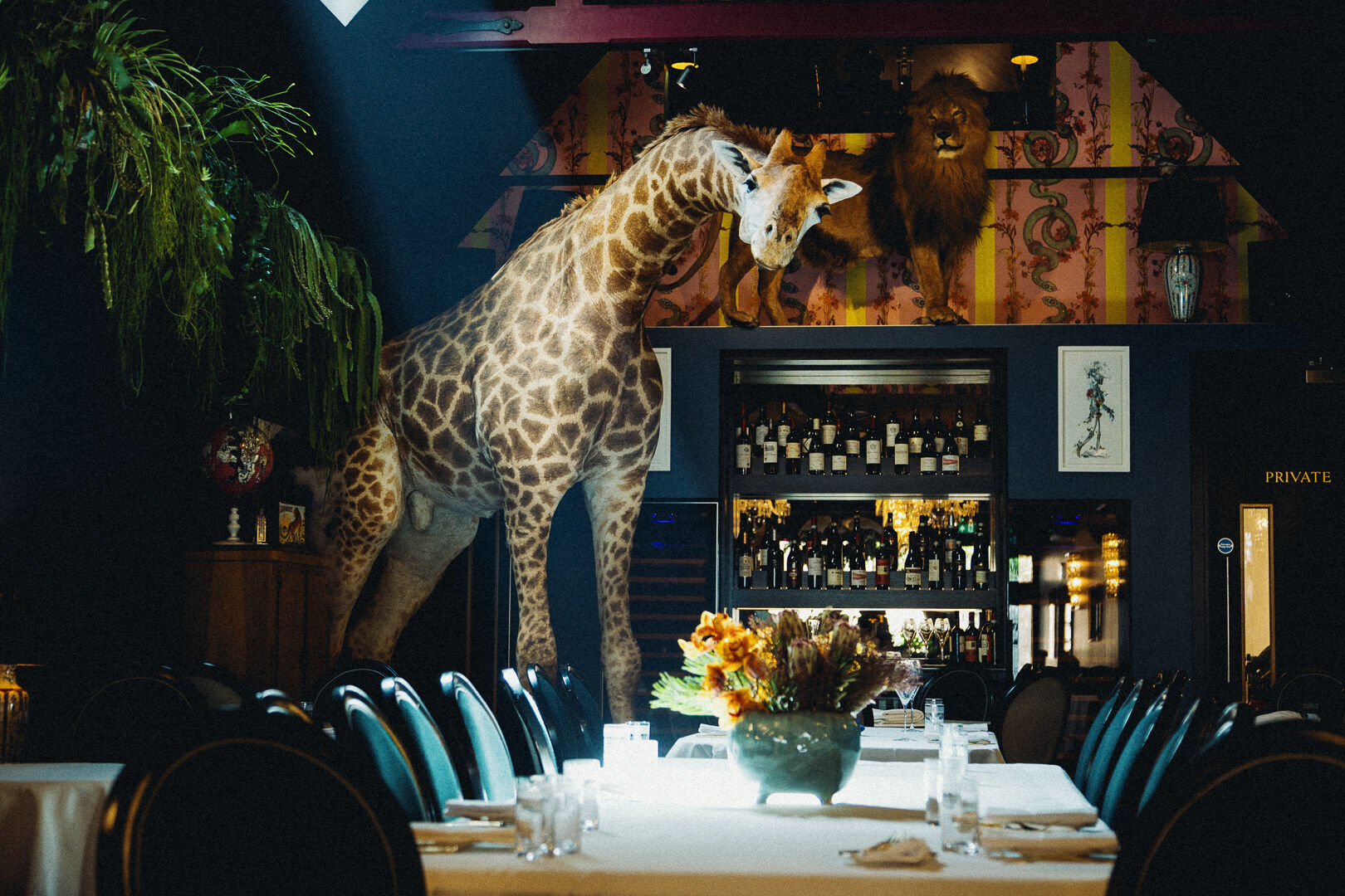 The HUX Kensington private dining room set for a long table